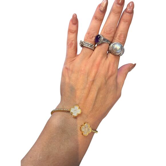 Unbranded Jewelry - Clover Cuff* 18K gold filled*Made in Brazil*Pave Clovers*Adjustable